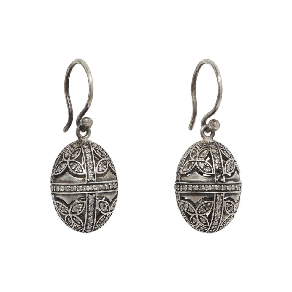 Sterling Silver And Diamond-Encrusted Antique-Looking Eggs