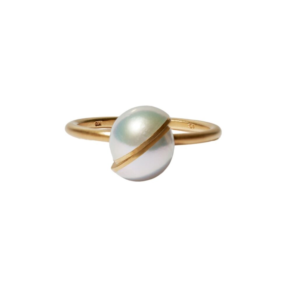 Divide Ring, 18K Yellow Gold, AKOYA Pearl (Pinctada Fucata)