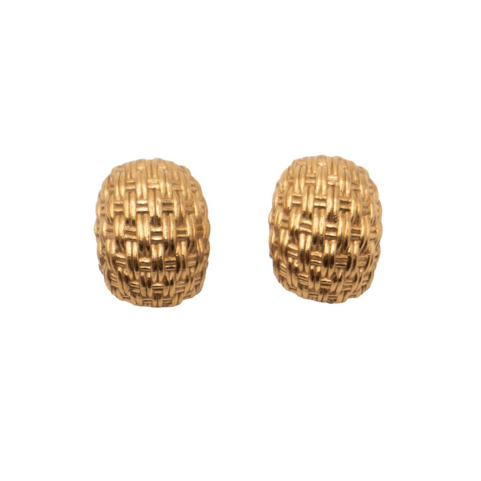 Dior 1980s woven textured gold clip earrings