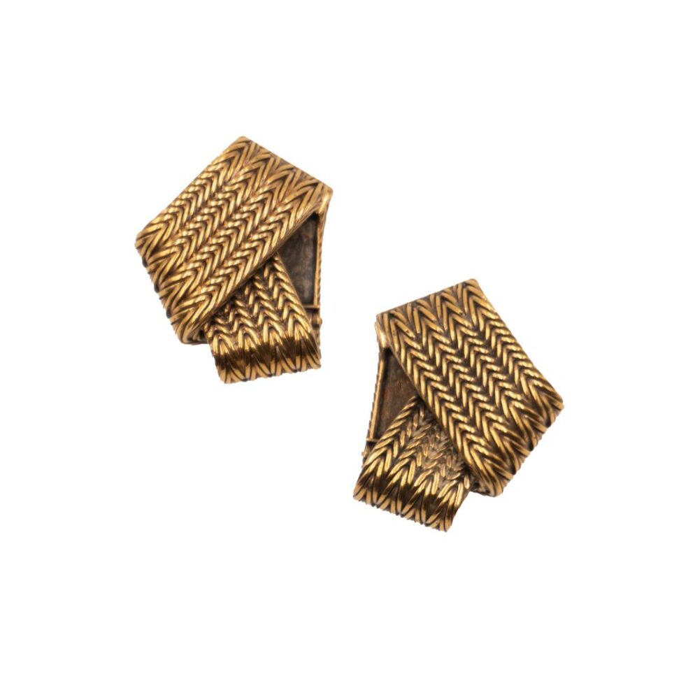Balenciaga Woven Fold Gold Pierced Ears