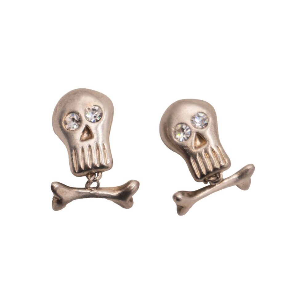 Billy Boy Skull Silver Clip Earrings
