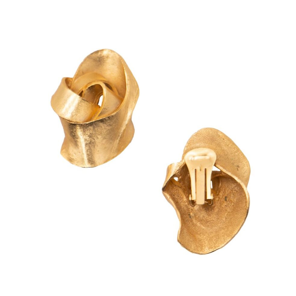 Pierre Balmain Twist Gold Clip Earrings