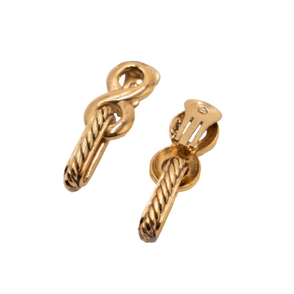 Yves Saint Laurent Figure-Eight Gold Clip Earrings