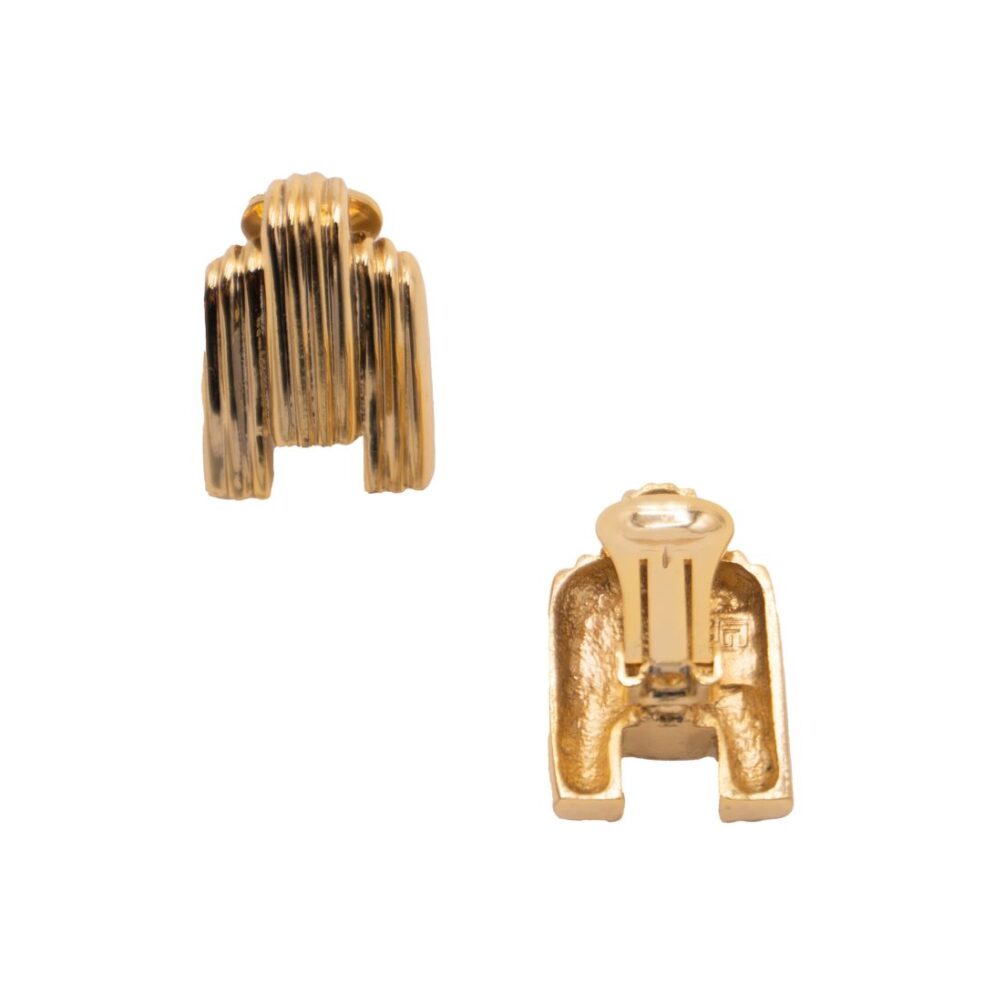Pierre Balmain Gracian Gold Clip Earrings