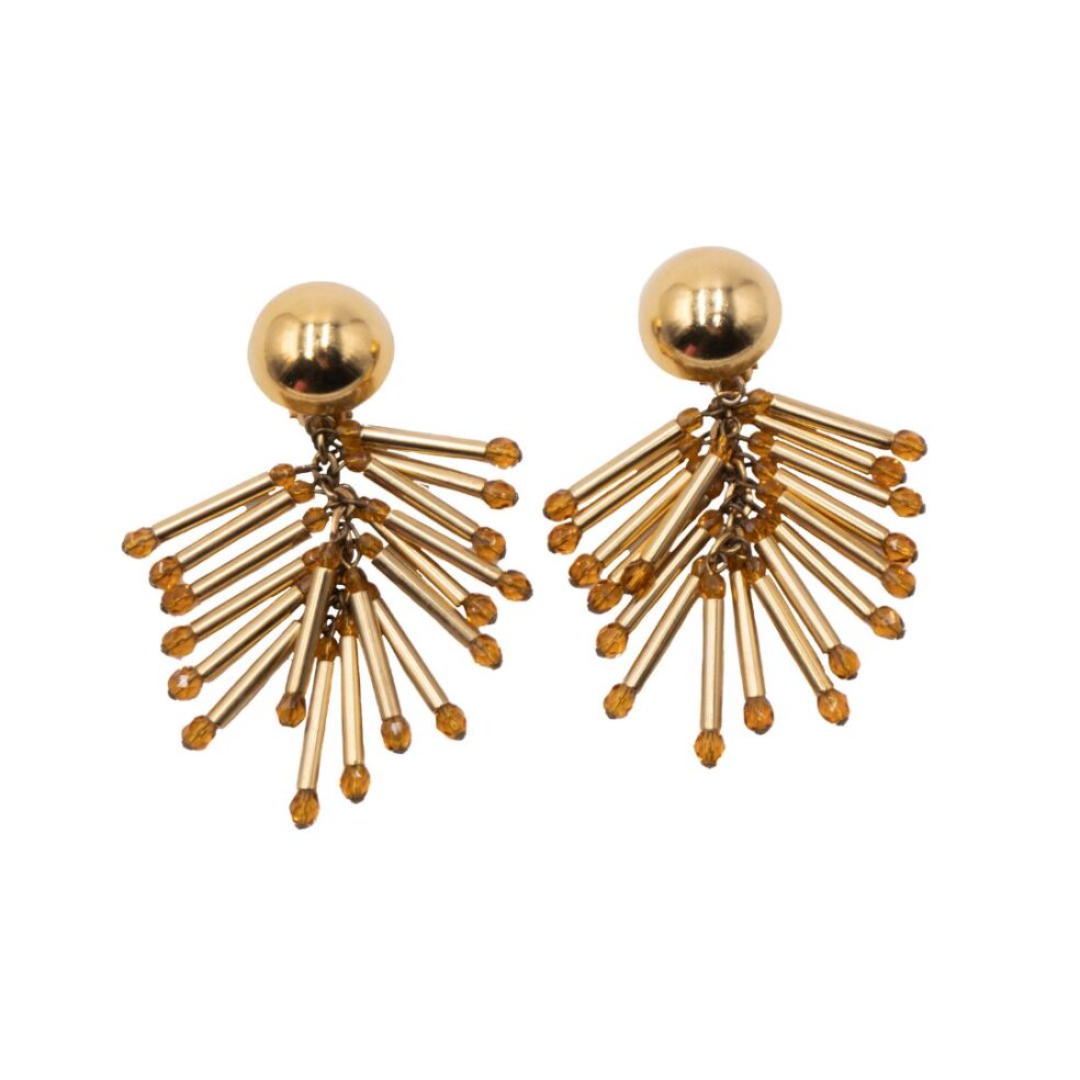 Paco Rabanne Gold Fringe Clip Earrings