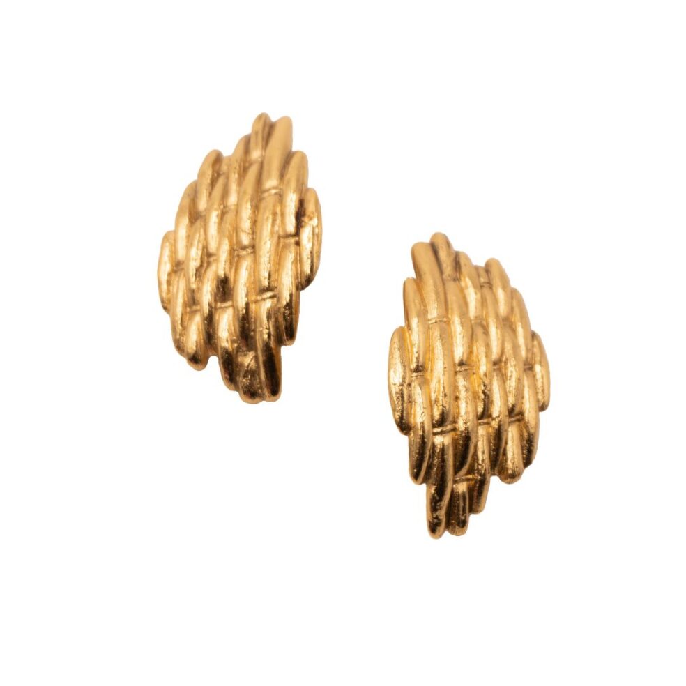Yves Saint Laurent Basket Weave Gold Clip Earrings