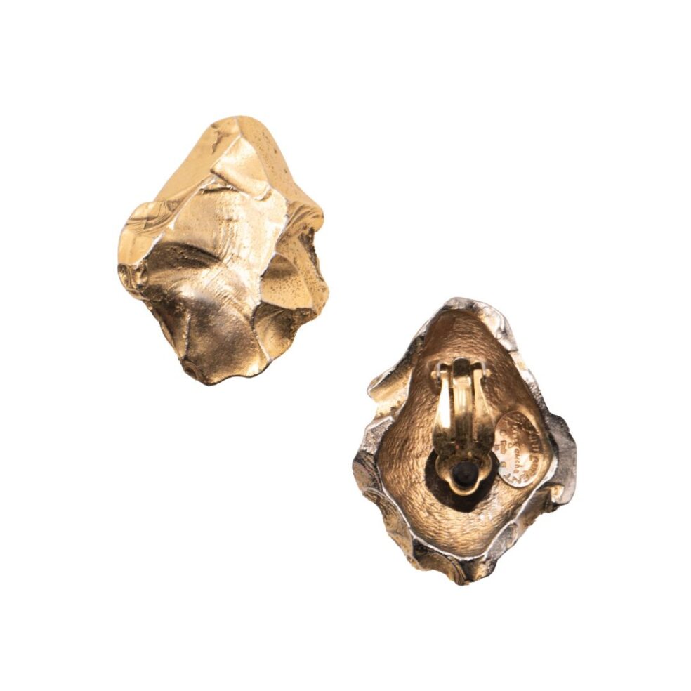 Yves Saint Laurent Free-Form Gold Clip Earrings