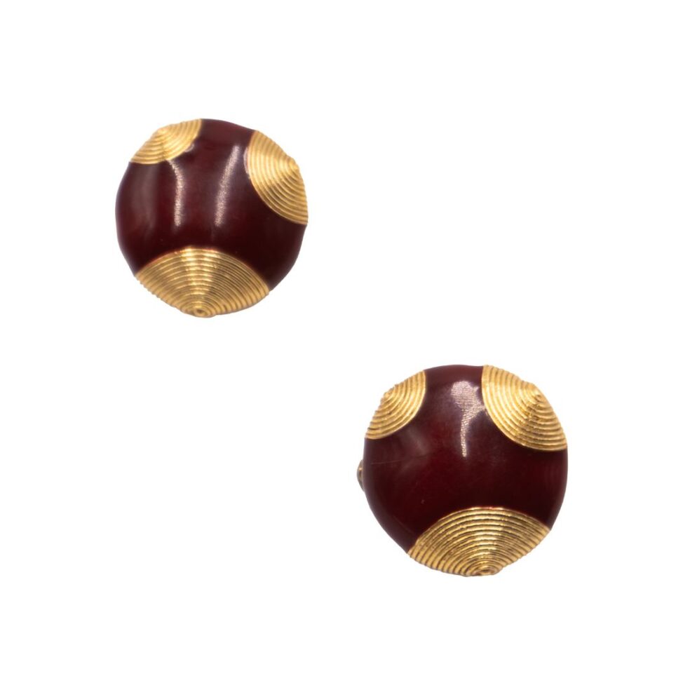 Balenciaga Geometric Dome Gold Clip Earrings