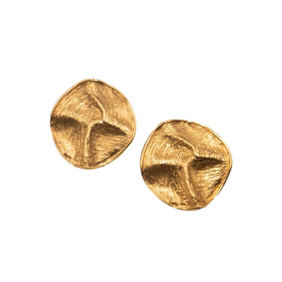 Yves Saint Laurent Textured Gold Clip Earrings