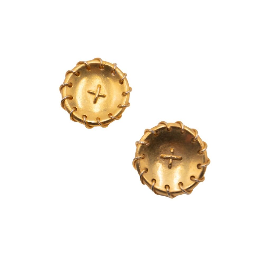Hermès Button Stitch Gold Clip Earrings